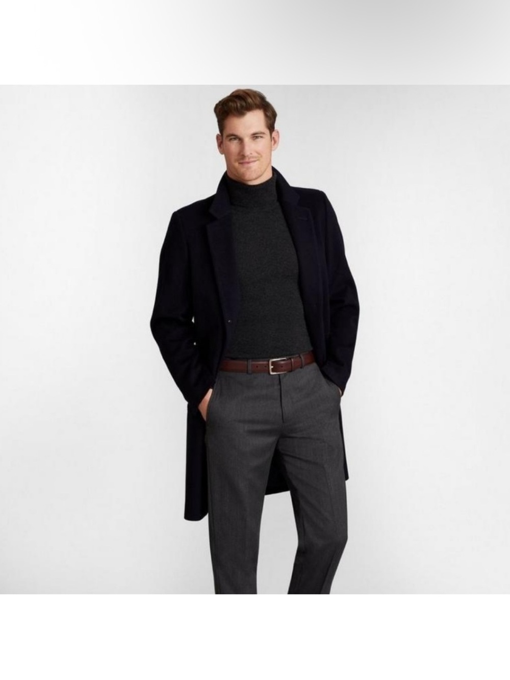 Brooks Brothers Black Wool BrooksStorm Long‎ Town Coat 42R